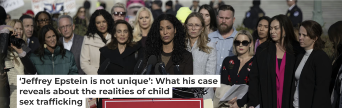 Jeffrey Epstein abuse survivor Lisa Phillips speaks during the press conference on the Epstein Files Transparency Act in Washington, D.C., on Nov. 18, 2025. Celal Gunes/Anadolu via Getty Images